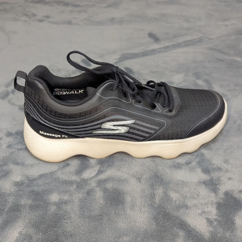 Skechers Men's Go Walk Massage Fit Comfort Lace Up Sneakers Black Size 10.5